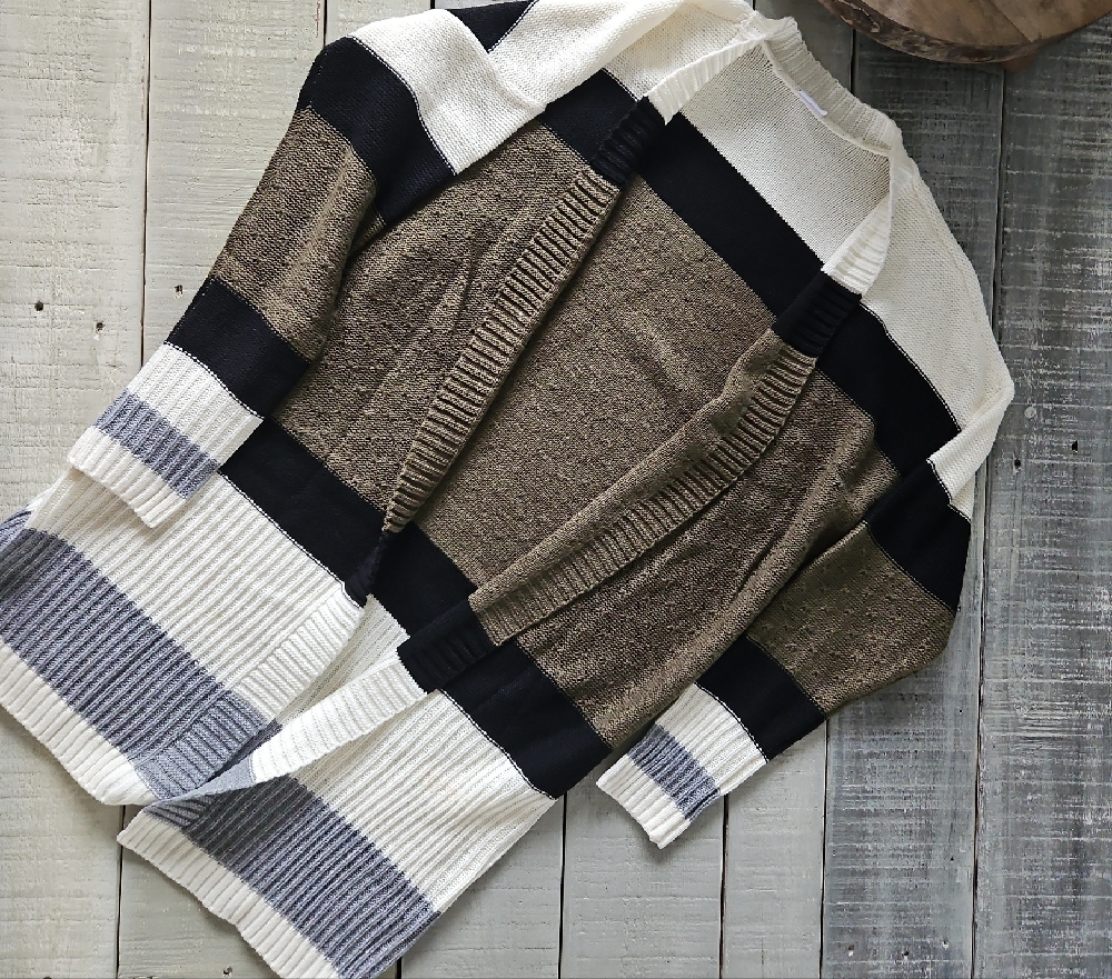 #21 Cozy Black and Gray Knit Cardigan Sweater